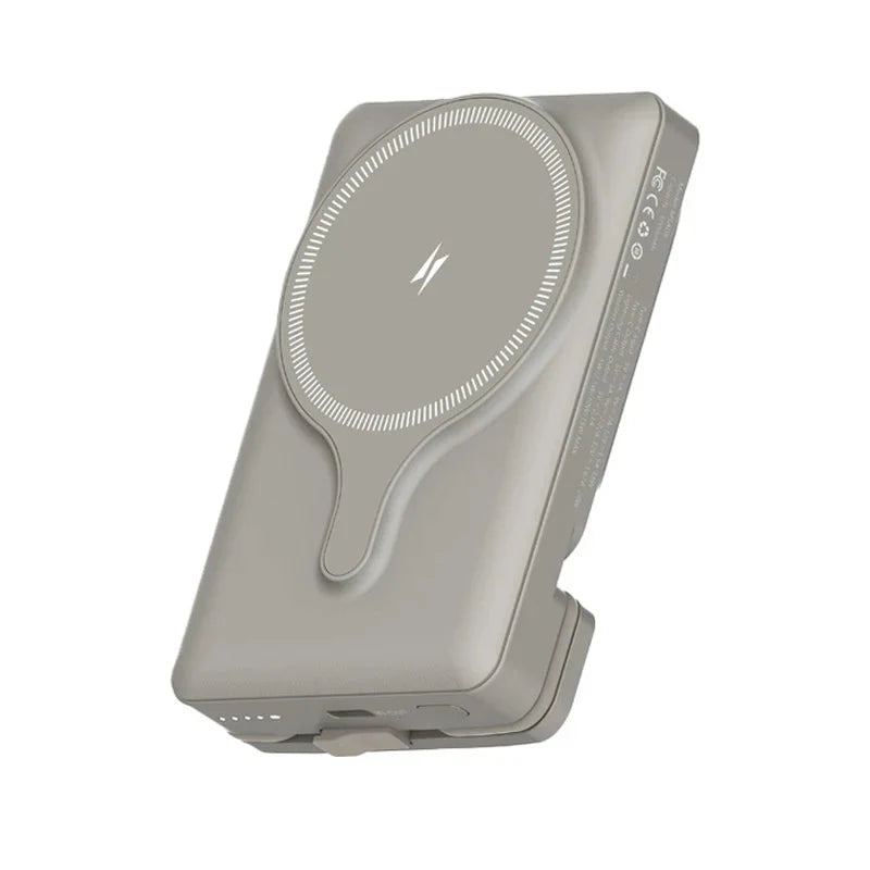 Powerology Power Bank With Magnetic Wireless Charger Car Mount - 5000mAh / USB / Type-C - Titanium