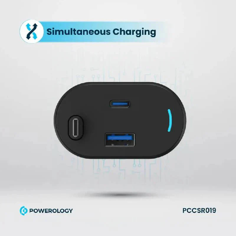 Powerology Type-C Retractable Car Charger - 103W / Black