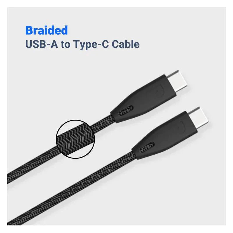 Powerology USB-C Charging Cable - USB-C To USB-C / 2 Meters / Black