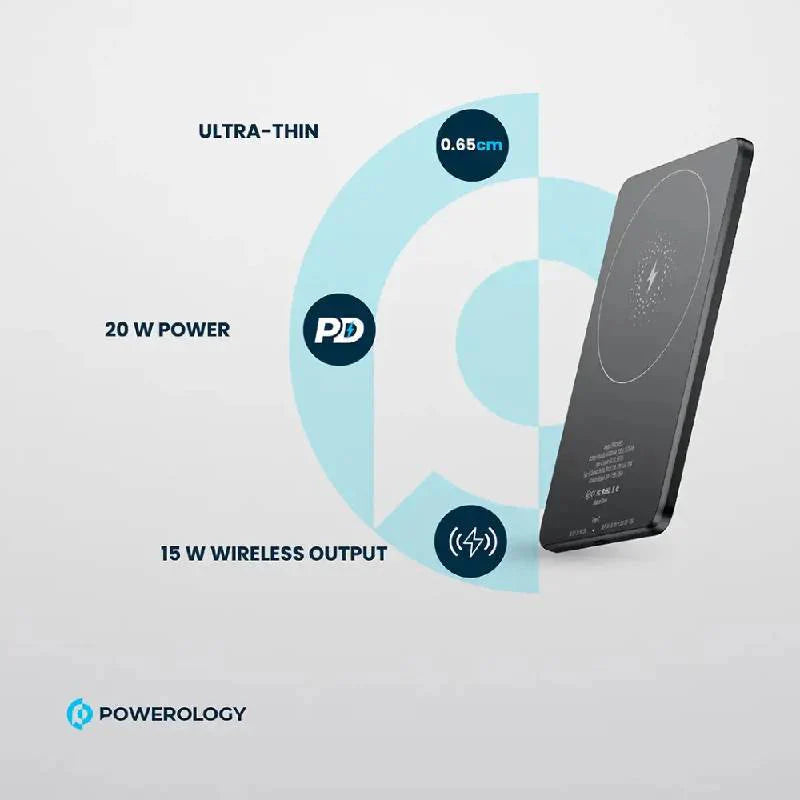 Powerology Ultra-Thin MagSafe Power Bank - 5000mAh / Type-C / Grey