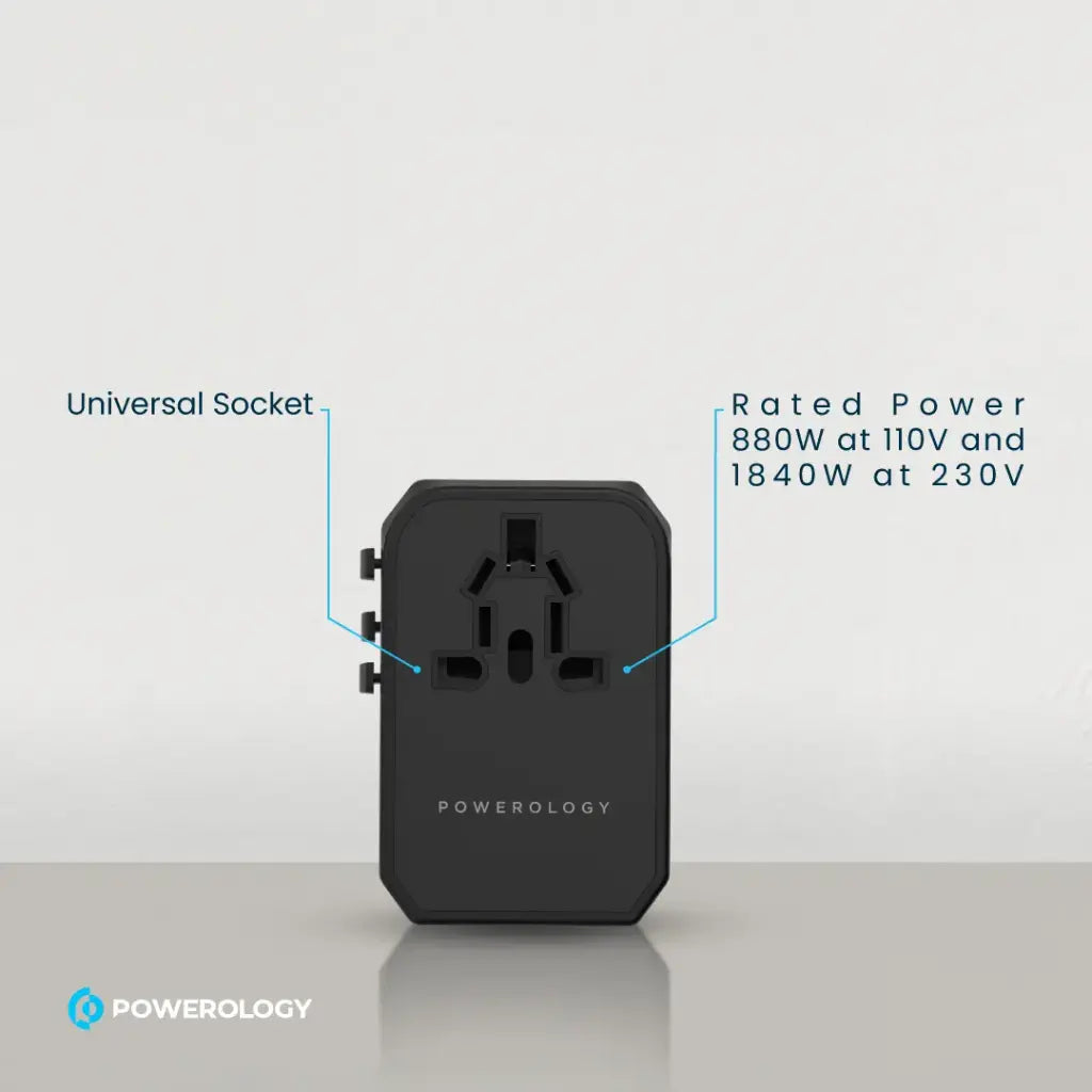 Powerology Universal Charger With TriPle USB-A Ports - Black