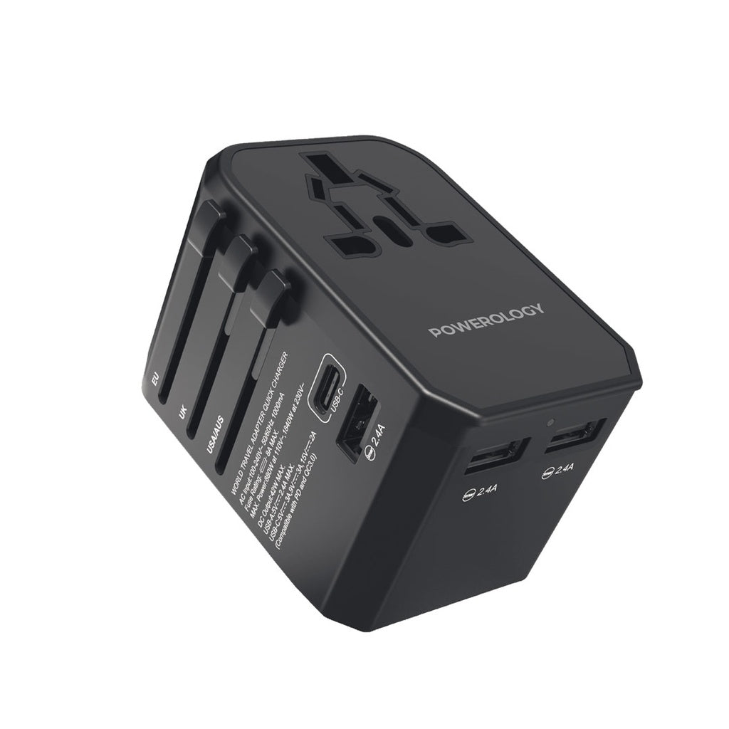 Powerology Universal Charger With TriPle USB-A Ports - Black