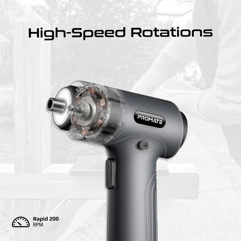 Promate 36-Pieces Wireless Electric Screwdriver Kit with LED Fill Light