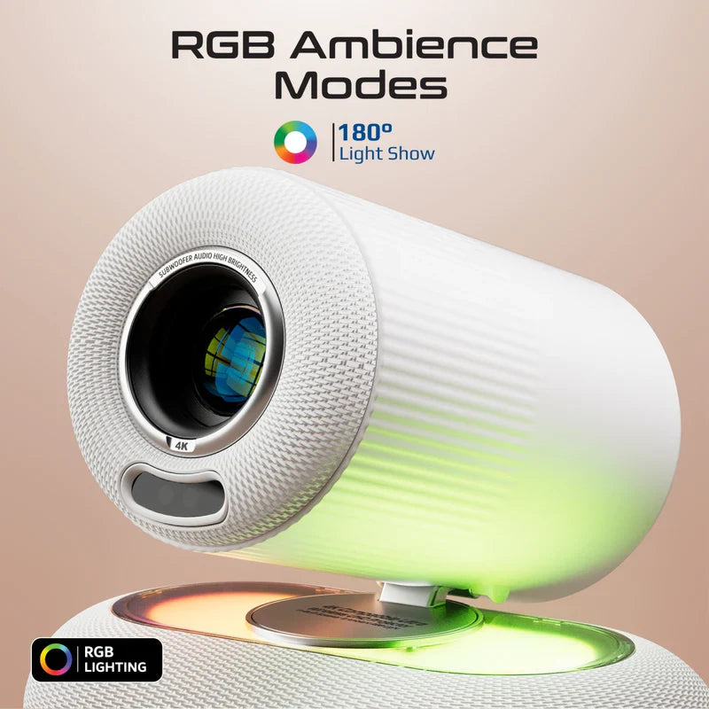 Promate 4K Compatible HD Wireless LCD Projector with Built-In Speaker & Ambient RGB light