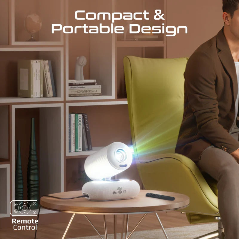 Promate 4K Compatible HD Wireless LCD Projector with Built-In Speaker & Ambient RGB light