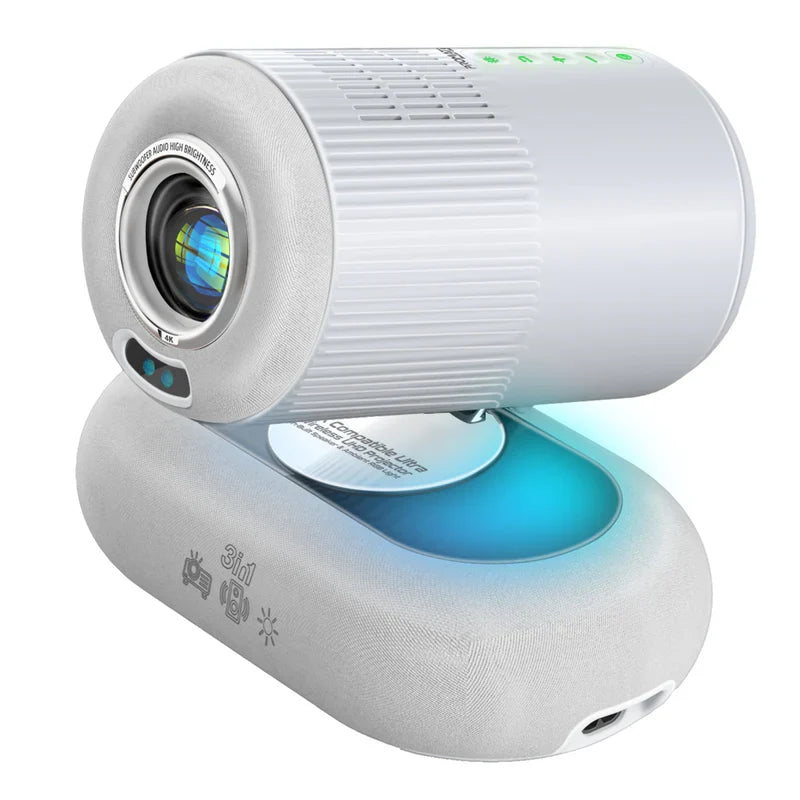 Promate 4K Compatible HD Wireless LCD Projector with Built-In Speaker & Ambient RGB light