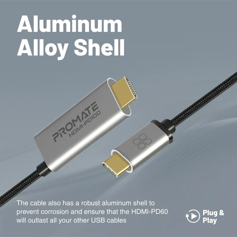 Promate 4K CrystalClarity USB-C to HDMI Cable