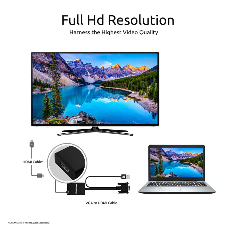 Promate Adaptor Kit with Audio Support VGA-to-HDMI