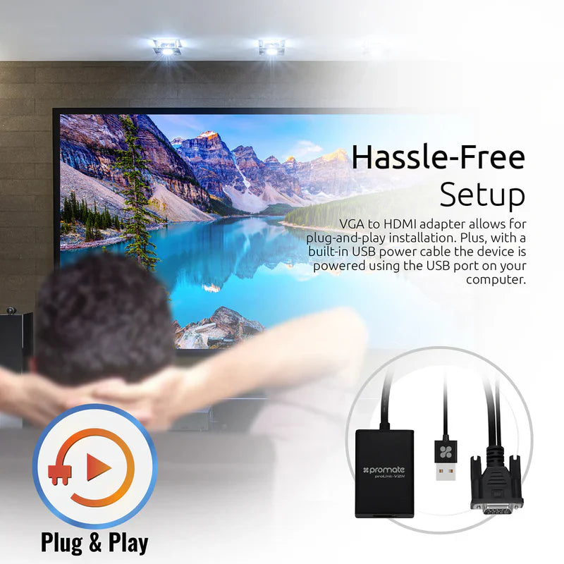 Promate Adaptor Kit with Audio Support VGA-to-HDMI