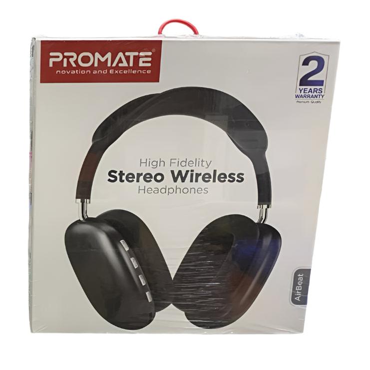 Promate AirBeat High Fidelity Stereo Wireless Headphone - Black