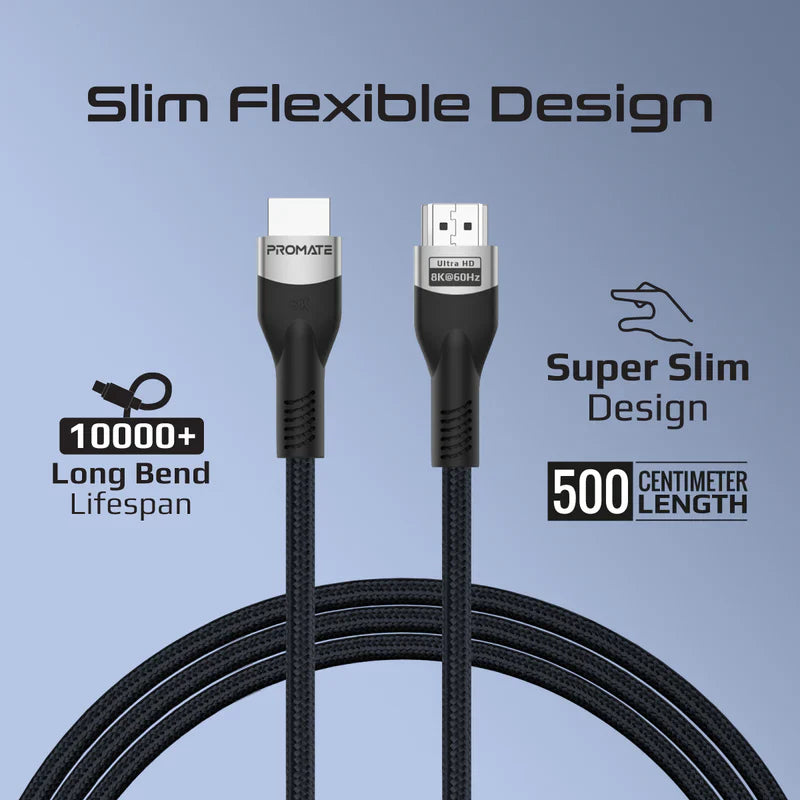 Promate Certified Ultra-High-Speed 8K@60Hz HDMI Cable 5 Meter