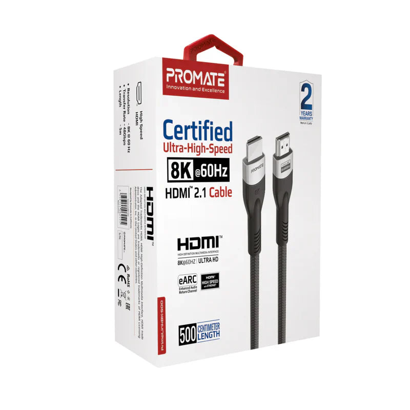 Promate Certified Ultra-High-Speed 8K@60Hz HDMI Cable 5 Meter