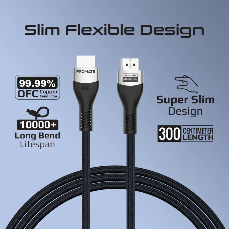 Promate Certified Ultra-High-Speed 8K@60Hz HDMI Cable