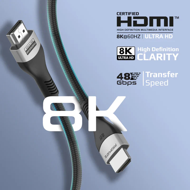 Promate Certified Ultra-High-Speed 8K@60Hz HDMI Cable