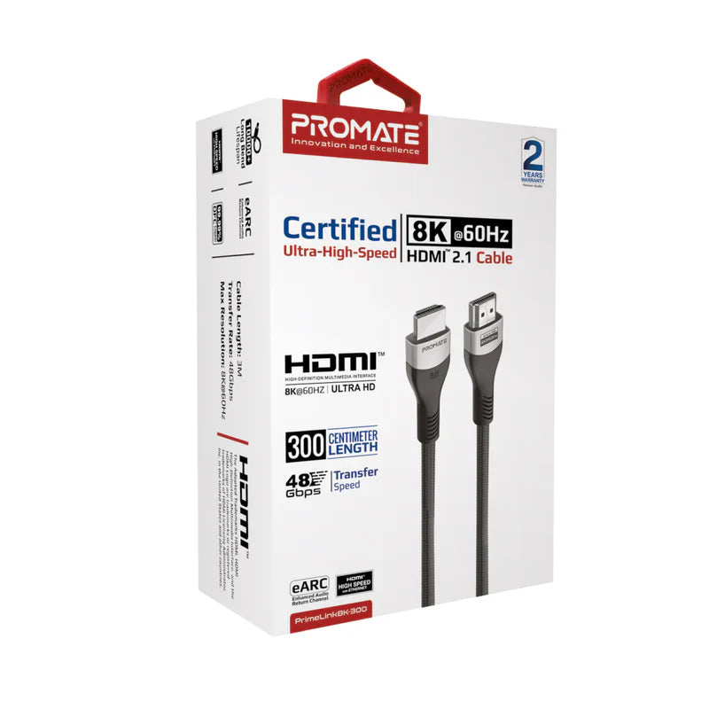 Promate Certified Ultra-High-Speed 8K@60Hz HDMI Cable