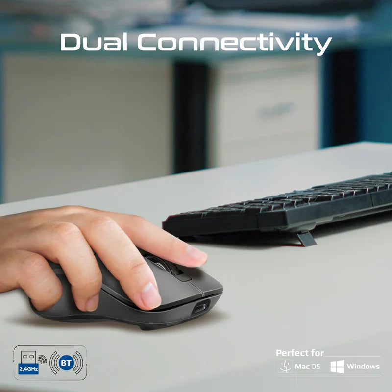 Promate Dual Mode Rechargeable Wireless Mouse with BT & RF Connectivity