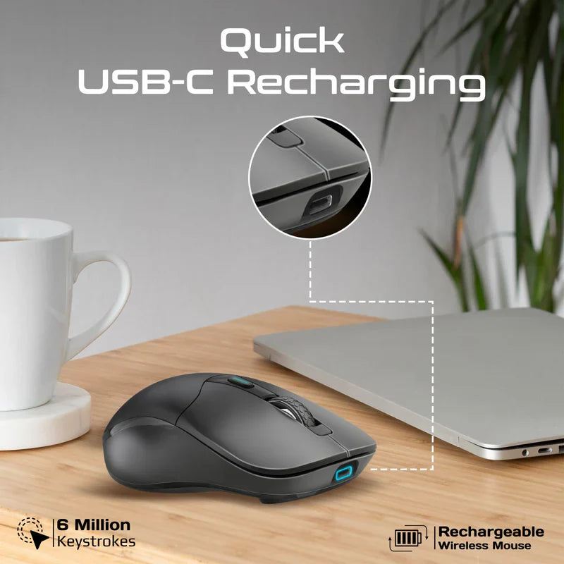 Promate Dual Mode Rechargeable Wireless Mouse with BT & RF Connectivity