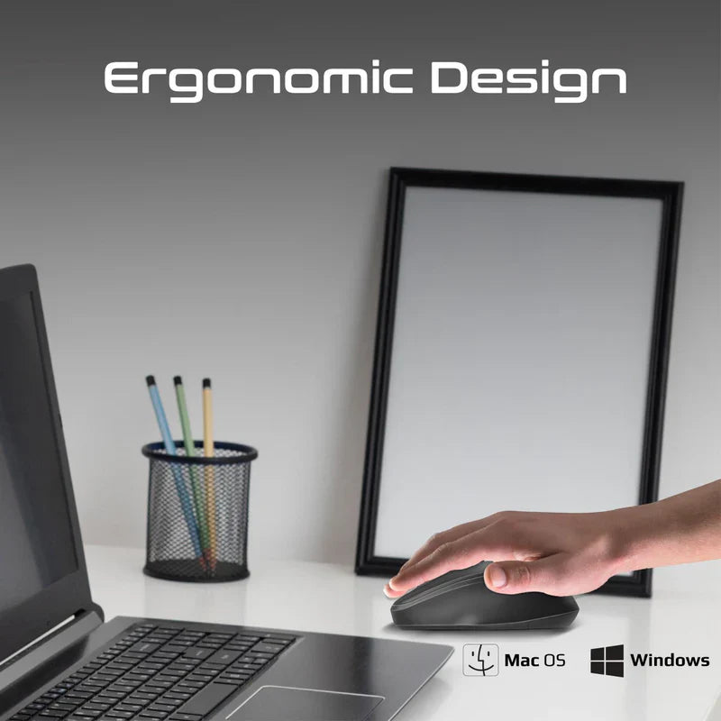 Promate EZGrip Ergonomic Wireless Mouse Black