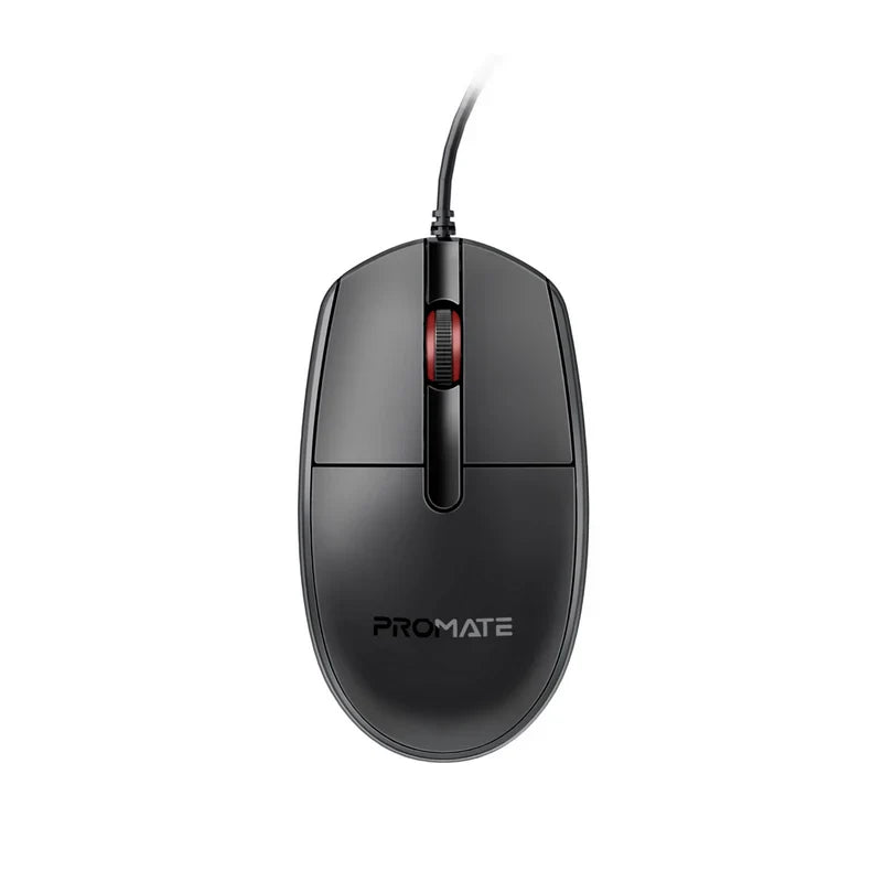 Promate Ergonomic Design Wired Optical Mouse