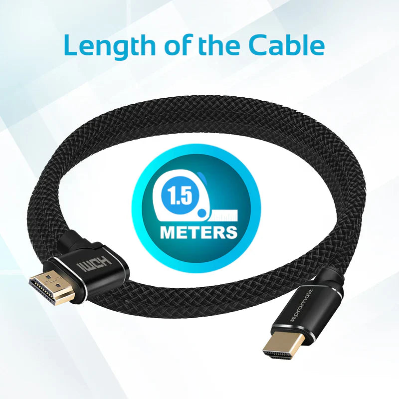 Promate High Definition Right Angle 4K HDMI® Audio Video Cable