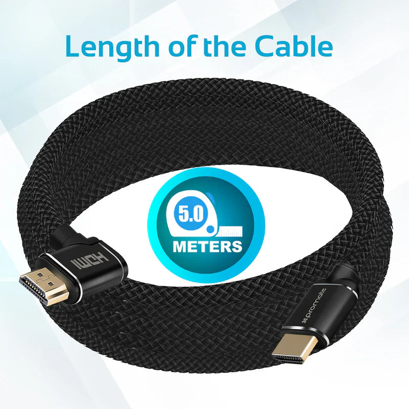 Promate High Definition Right Angle 4K HDMI® Audio Video Cable