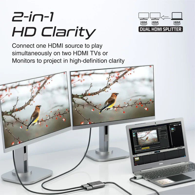 Promate Splitter Cable with Dual HDMI Ports 4K@60Hz HDMI