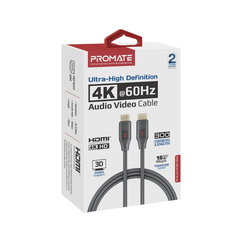 Promate Ultra-High Definition 4K@60Hz HDMI® Audio Video Cable
