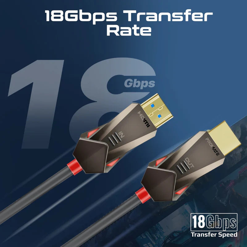 Promate Unidirectional HD 4K@60Hz HDMI® Audio Video Cable