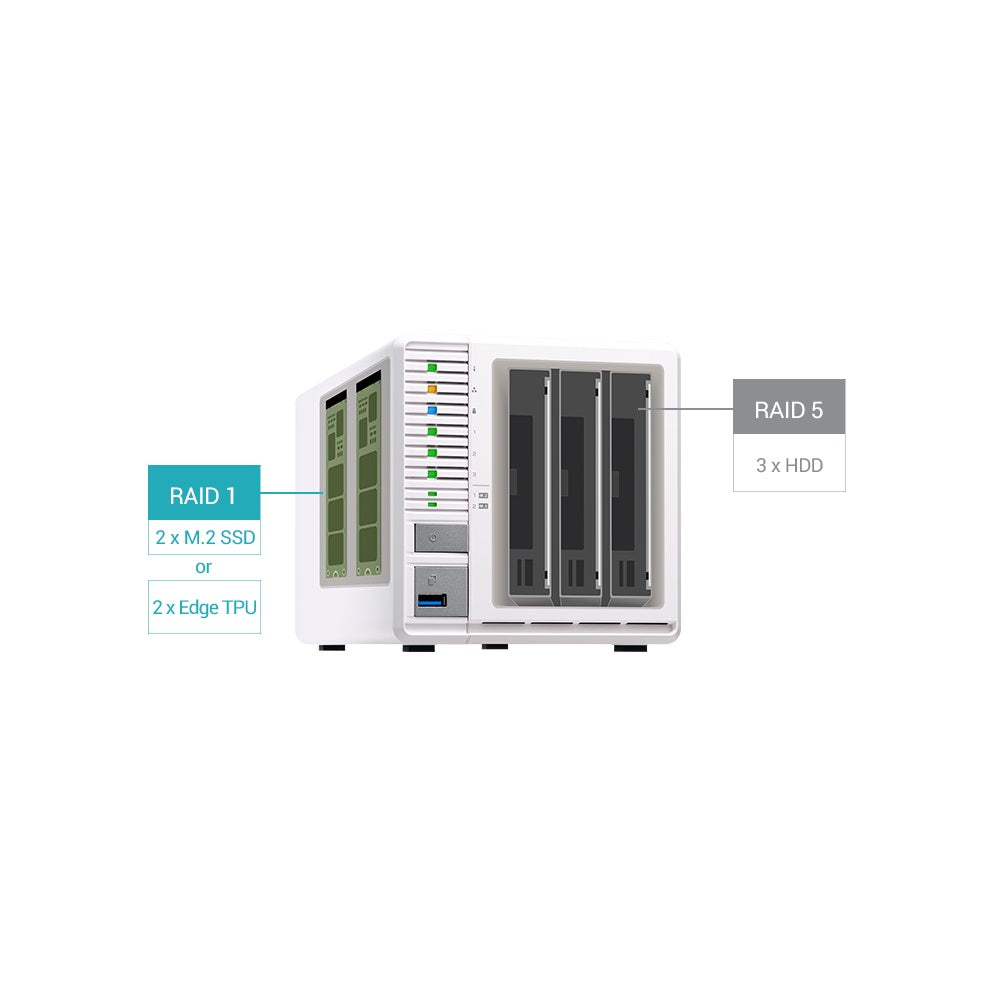 QNAP TS-364 3 Bay NAS Enclosure for Cloud Storage, 2.5GbE, RAID 5, M.2 SSD caching