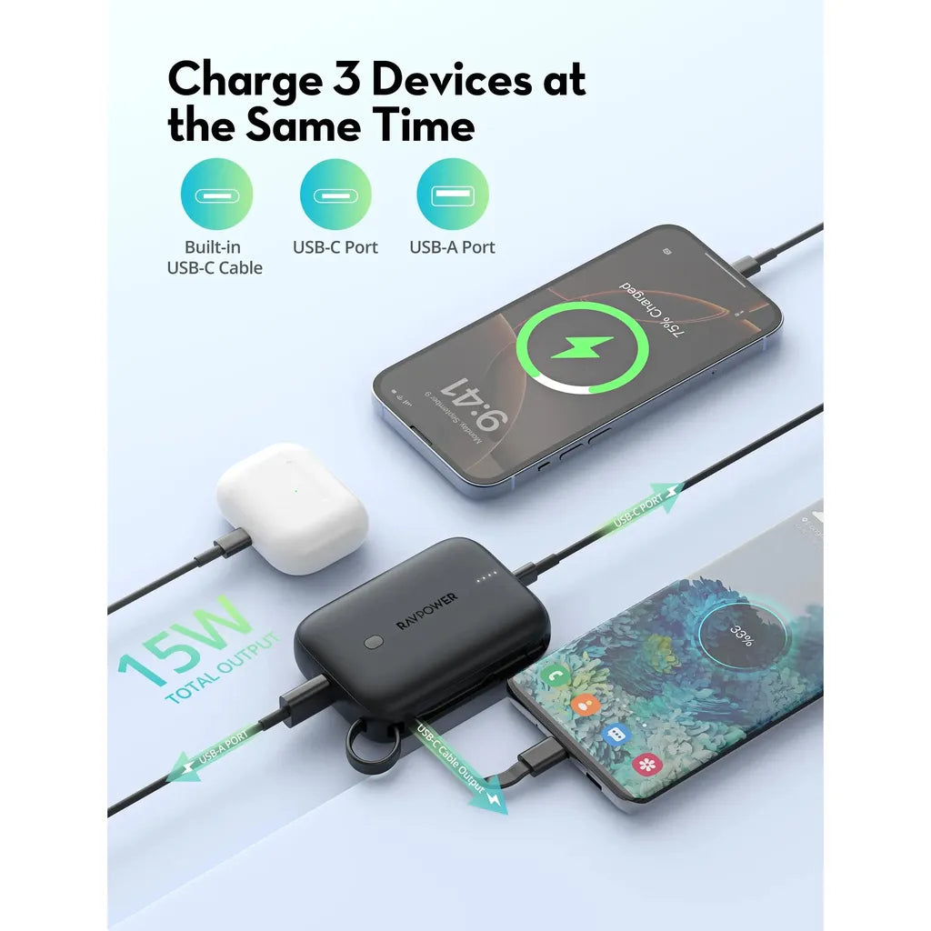 RAVPower RP-PB1224 Air PD20W 10000mAh 3-Po Black
