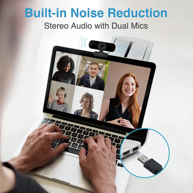 Rapoo C260 Webcam with Noise Cancellation Mic - 1080p FHD / USB - Black
