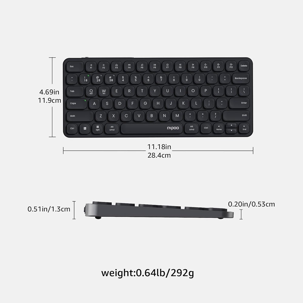 Rapoo E9050L Ultra-slim Multi-mode Multi-Device Wireless Keyboard, Arabic/English