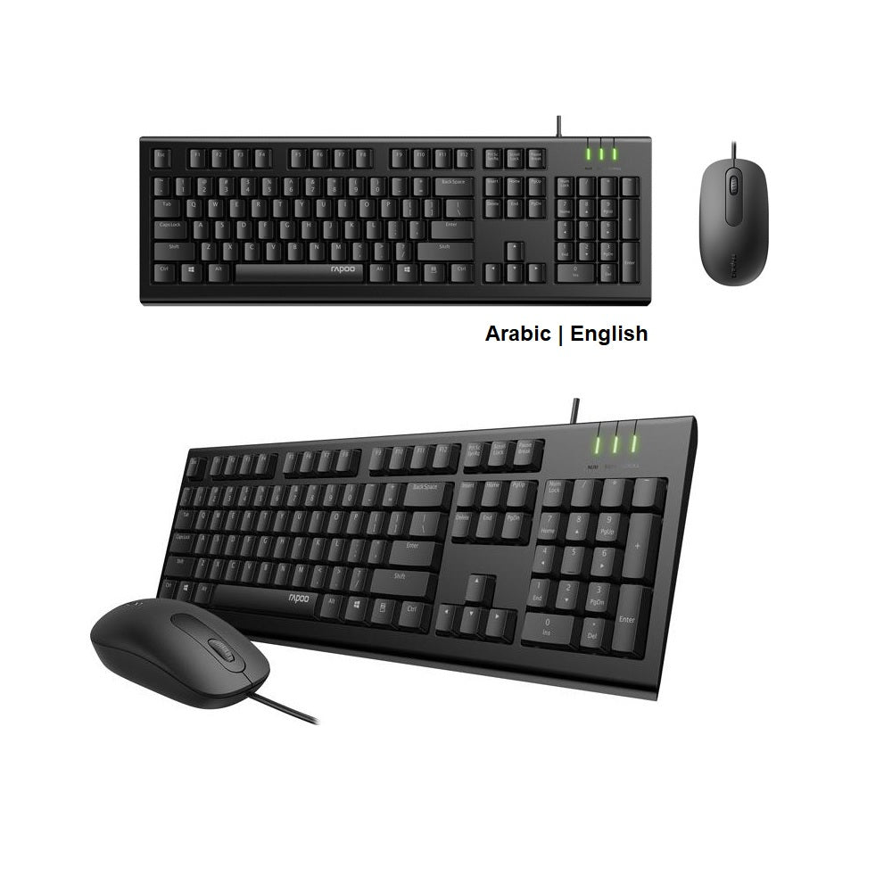 Rapoo X120 Pro Wired Combo – Black USB Keyboard Mouse – AR | Eng