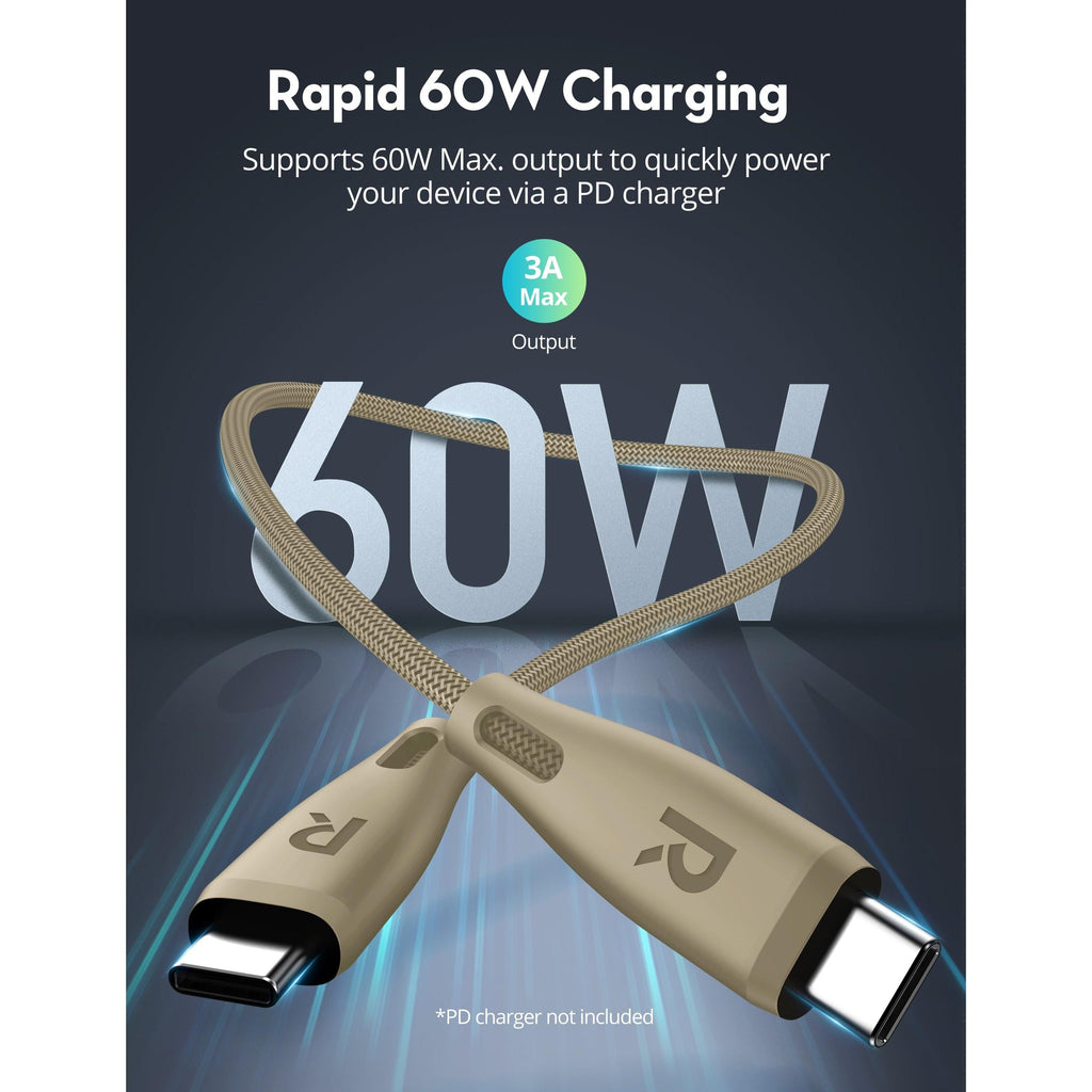Ravpower Rp-Cb1037 60W C-C 1.2M Usb2.0 3A Cable Gold