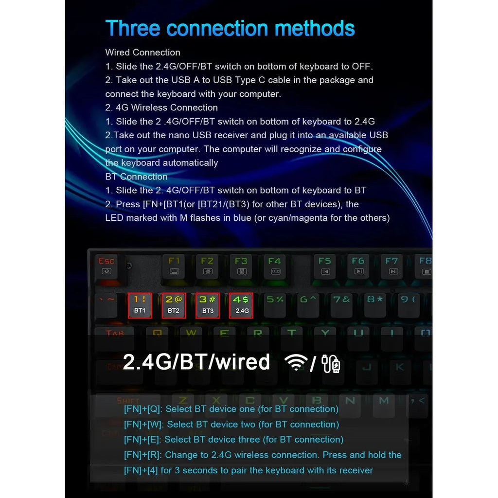 Redragon KUMARA K552 RGB-1 TKL Mechanical Gaming Keyboard. Blue Switch, – Black