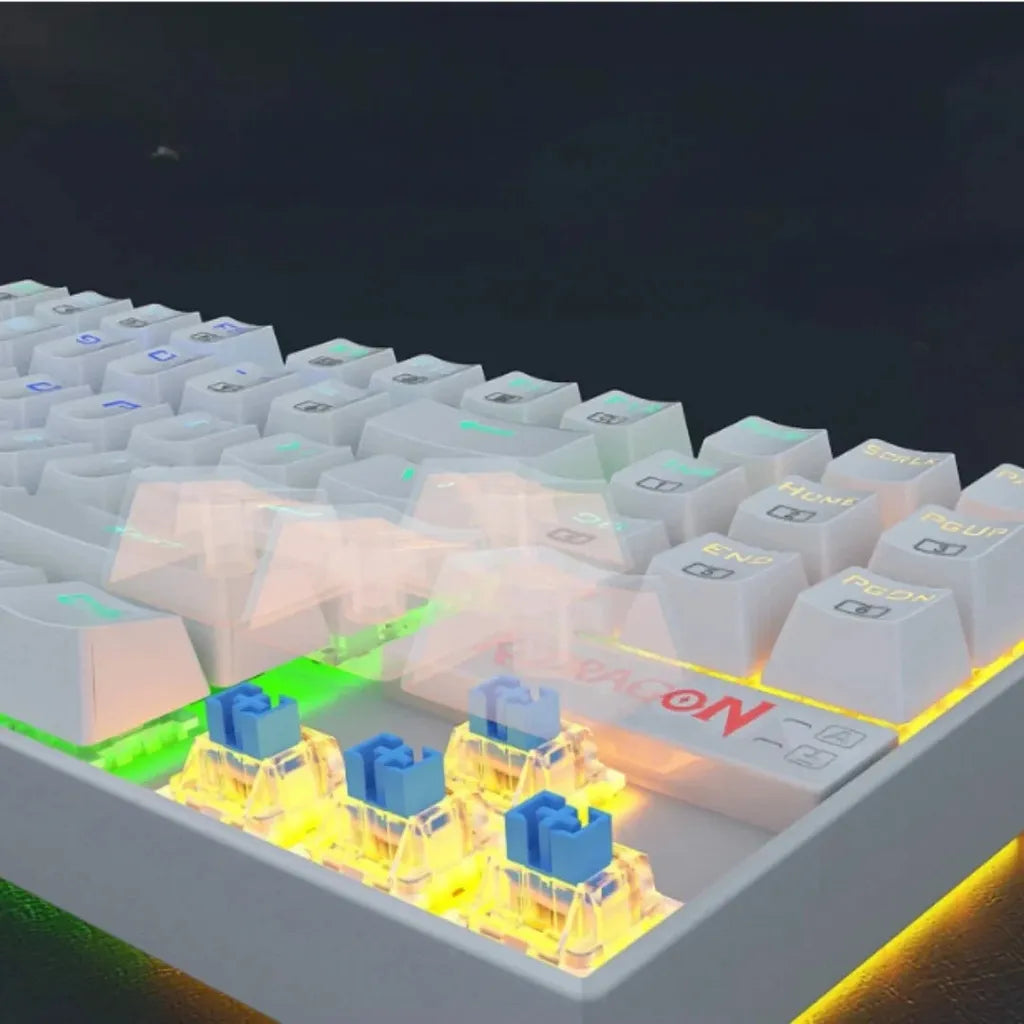 Redragon KUMARA K552W RGB TKL Mechanical Gaming Keyboard. Blue Switch, – White