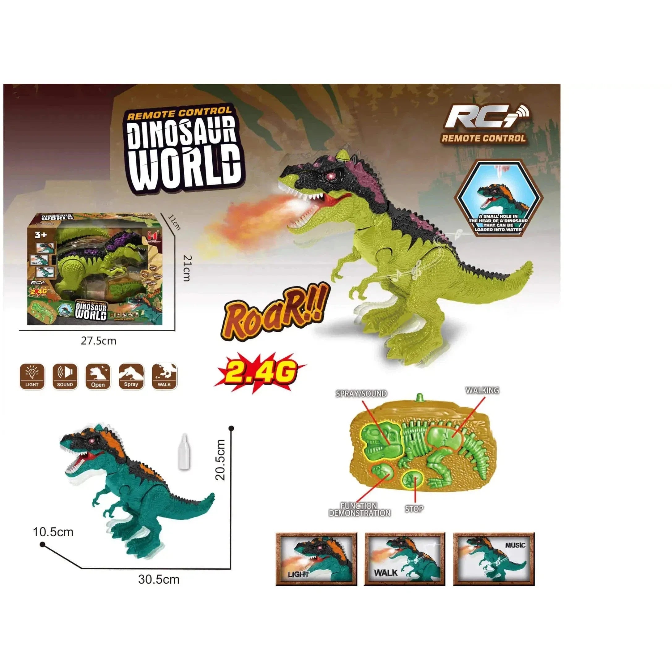Remote Control Dinosaur World Green-Lh-D003