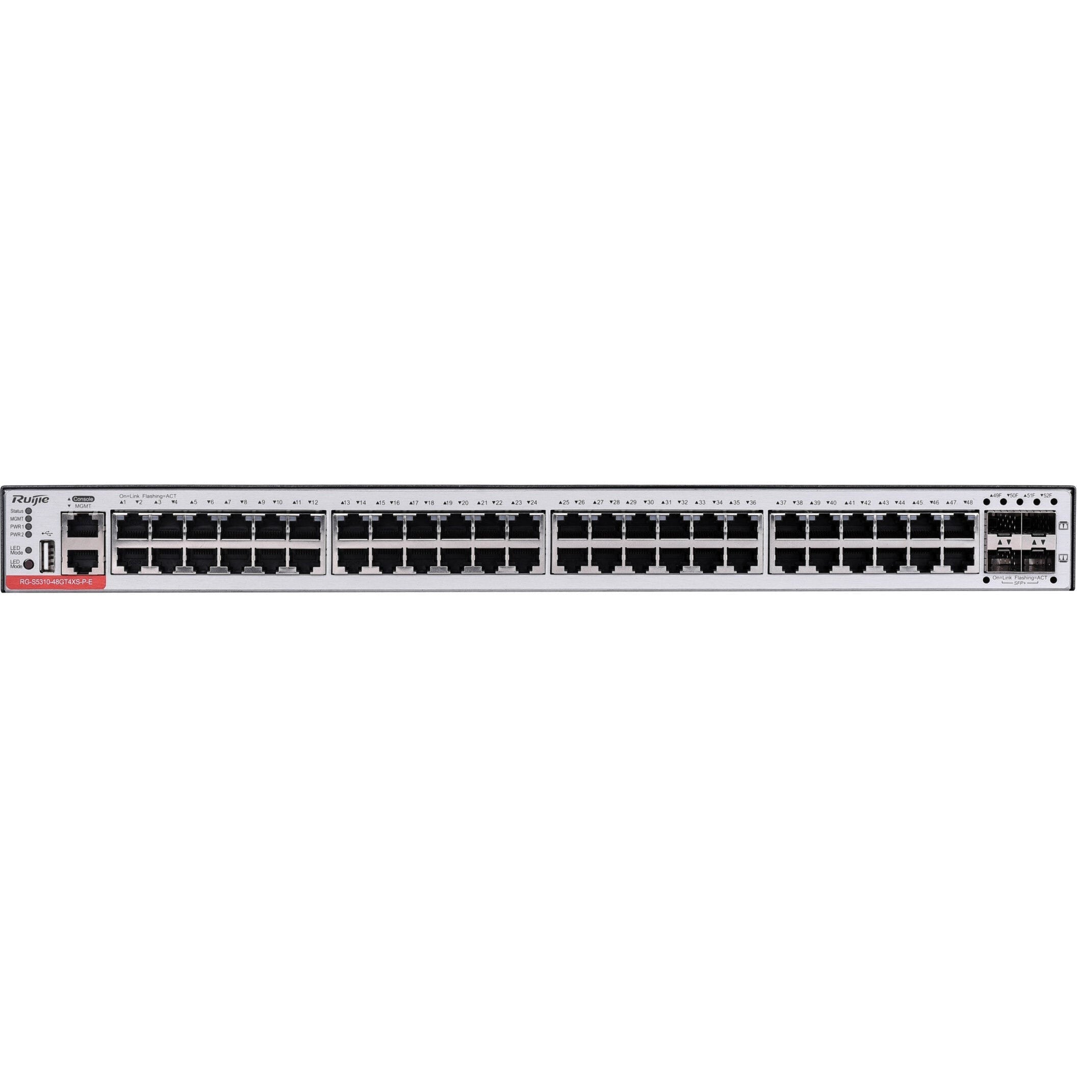 Ruijie 48-Port 10/100/1000Base-T, And 4 1G/10G Sfp+ Ports Rg-S5310-48Gt4Xs-P-E Switches