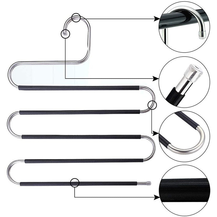 S Type Trousers Hanger Antislip Black
