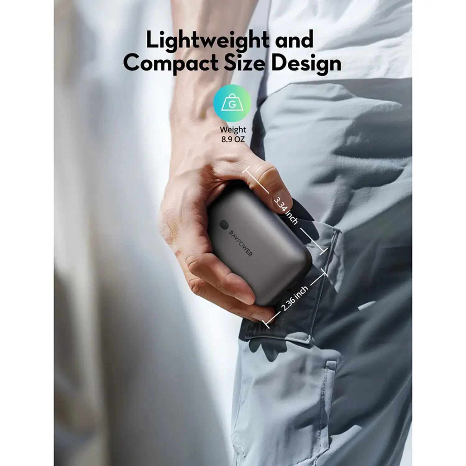 Ravpower Rp-Pb1224 Pd20W 10000Mah 3-Port Power Bank Black