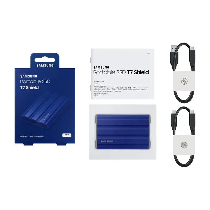 SAMSUNG 2TB T7 Shield – (Blue) Portable SSD USB-C 3.2 – 1050MB/s