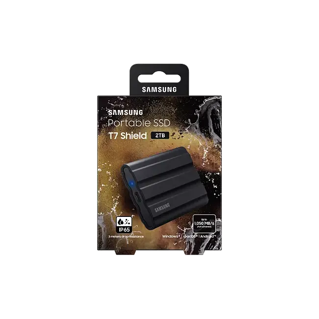 SAMSUNG 2TB T7 Shield – (Black) Portable SSD USB-C 3.2 – 1050MB/s