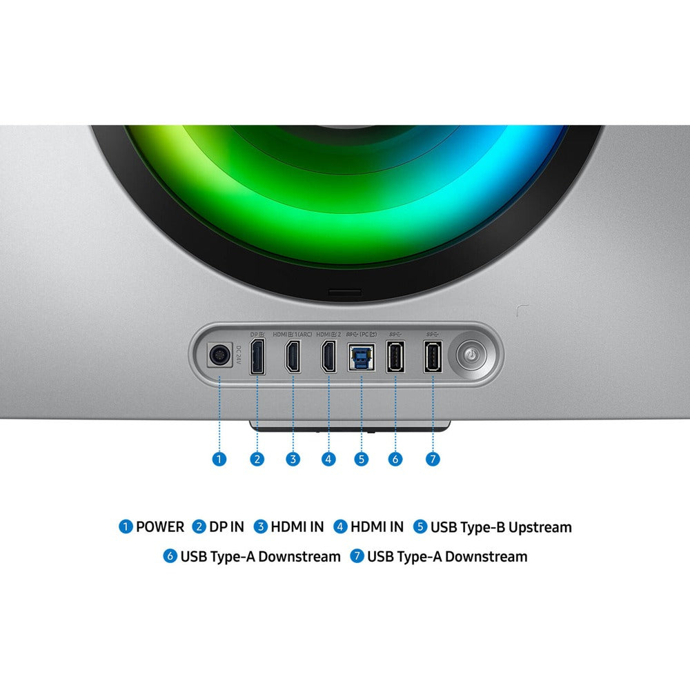 SAMSUNG 34″ Odyssey OLED G8 DG852 Curved 0.3ms 175Hz Ultra-WQHD HDMI 2.1 Speaker HDR UltraWide Smart Gaming Monitor, 34G8, Silver