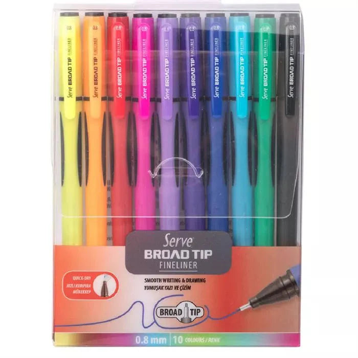 SERVE BROAD TIP FINELINER 08MM IN 10 PCS PET POUCH