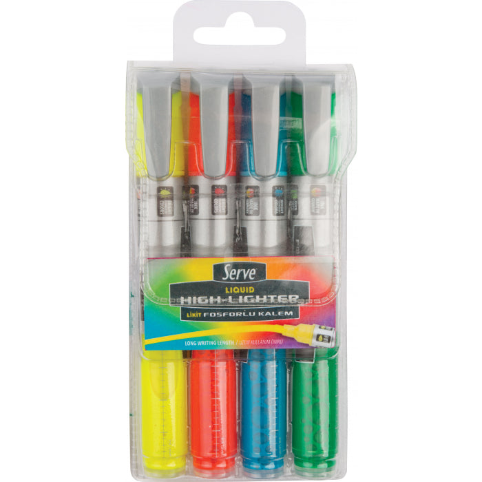 SERVE LIQUID HIGHLIGHTER 4 PCS IN PVC VALLET