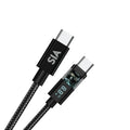 SIA BRAIDED TYPE-C TO TYPE-C CABLE 60W 1.2M TRANSPARENT SHELL WITH DIGITAL DISPLAY