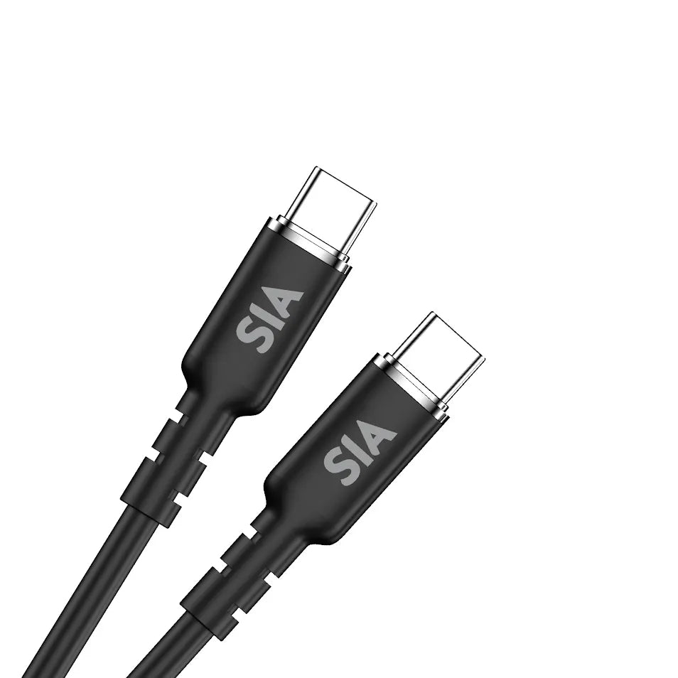 SIA SILICONE TYPE-C TO TYPE-C CABLE 60W 1.2M BLACK