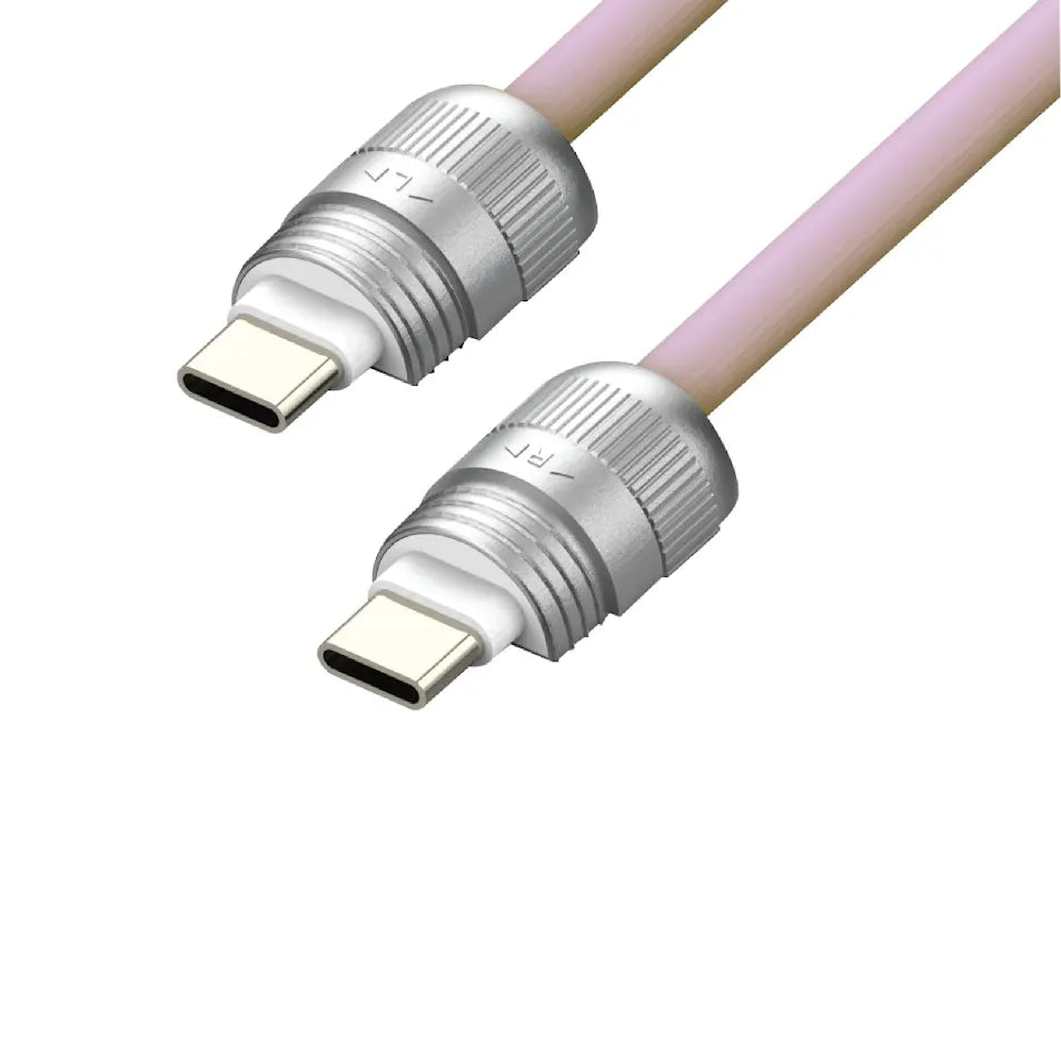 SIA powerlink SOFT RUBBER TYPE C - TYPE C LANYARD CABLE 60W 1.2M LIGHT PINK