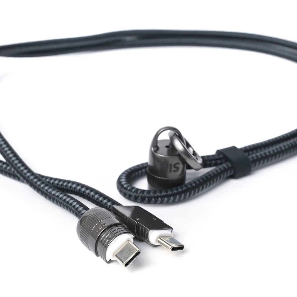 SIApowerlink FABRIC BRAIDED TYPE C - TYPE C LANYARD CABLE 60W 30CM BLACK