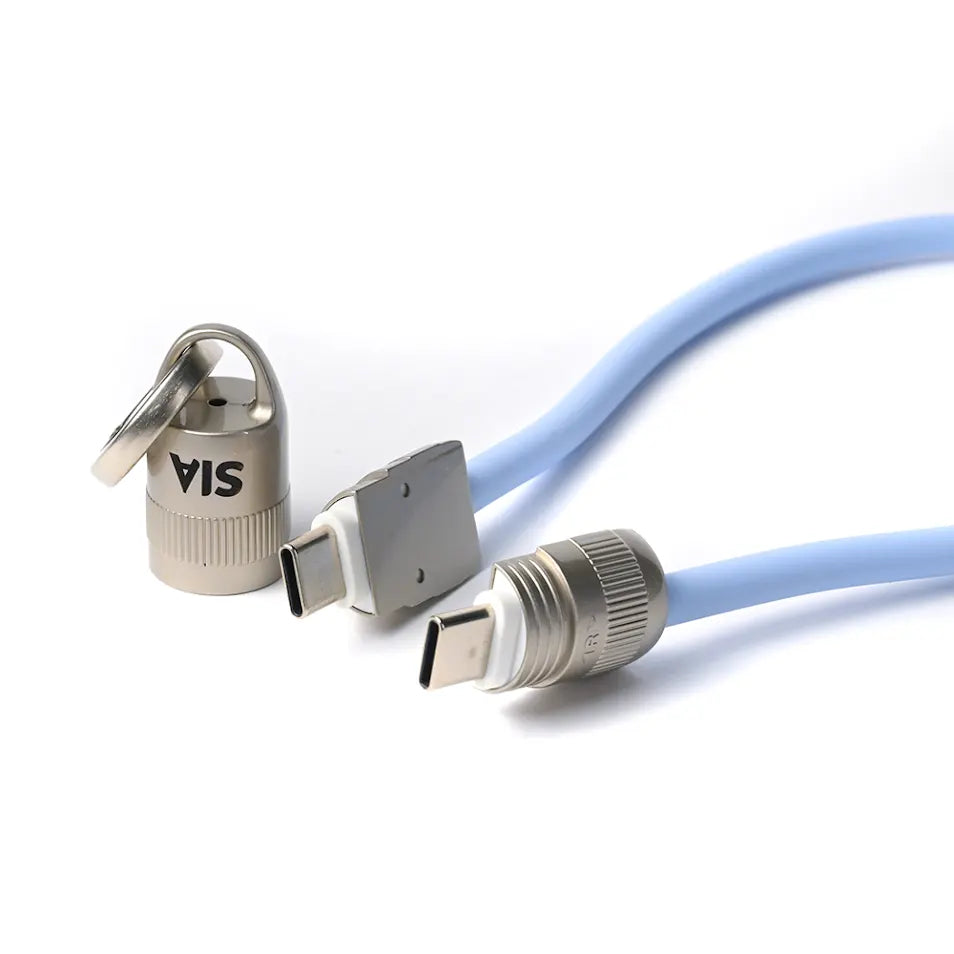 SIApowerlink SOFT RUBBER TYPE C - TYPE C LANYARD CABLE 60W 1.2M LIGHT BLUE